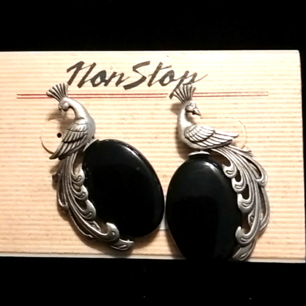 Peacock post earrings unique